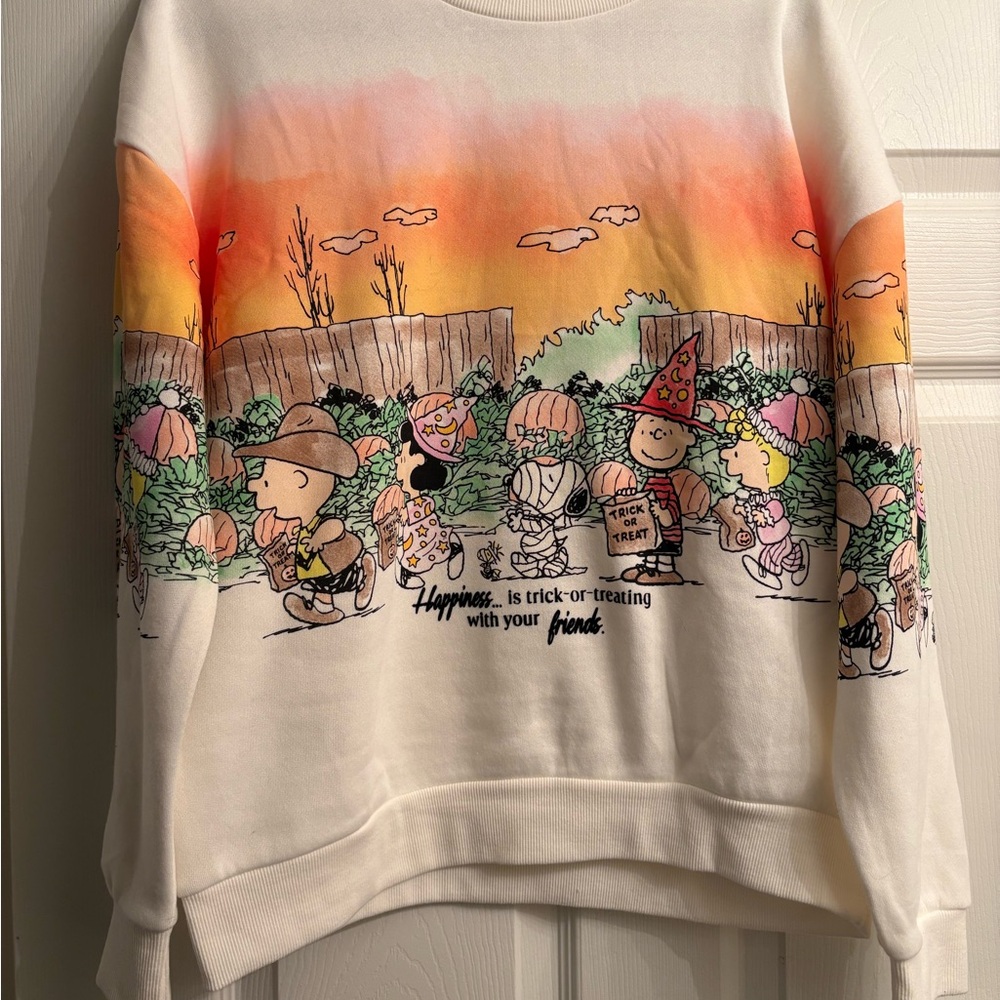 Peanuts Halloween Sweatshirt NWT Viral Snoopy Happiness is Trick or Treating
